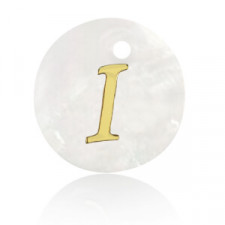 Shell pendant 15mm letter I Gold-White